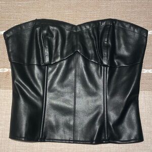 Anthropologie (Eri+Ali) black faux leather bustier top, size S, NWT, Never worn